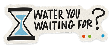 Hourglass sticker: Water you waiting for?
